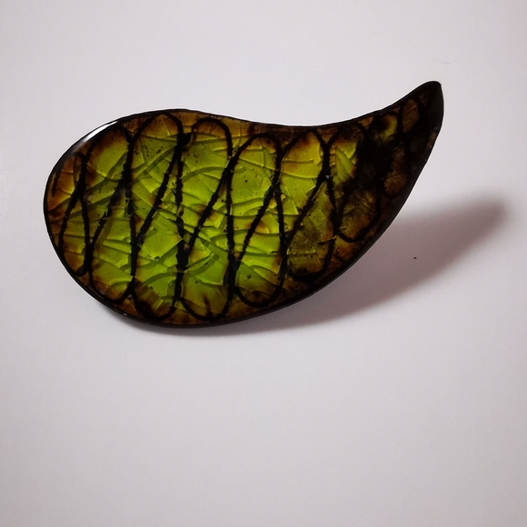 Vintage Alice Lund Pottery Mid Century Lime Green Brown Brooch Tear Drop… - Picture 12 of 16